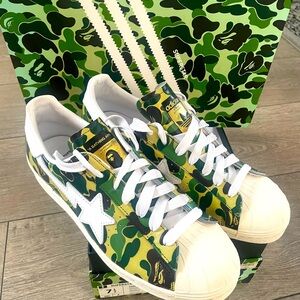 BAPE x ADIDAS camo superstar sneakers